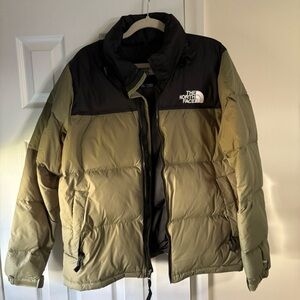 The North Face Men's Khaki and Black Puffer Jacket